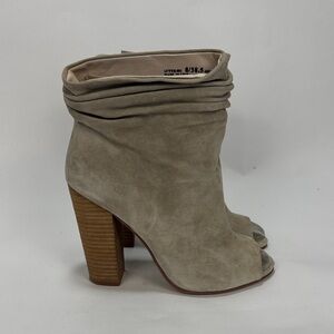 Chinese Laundry Taupe Suede Peep-Toe Slouch Booties Size 8